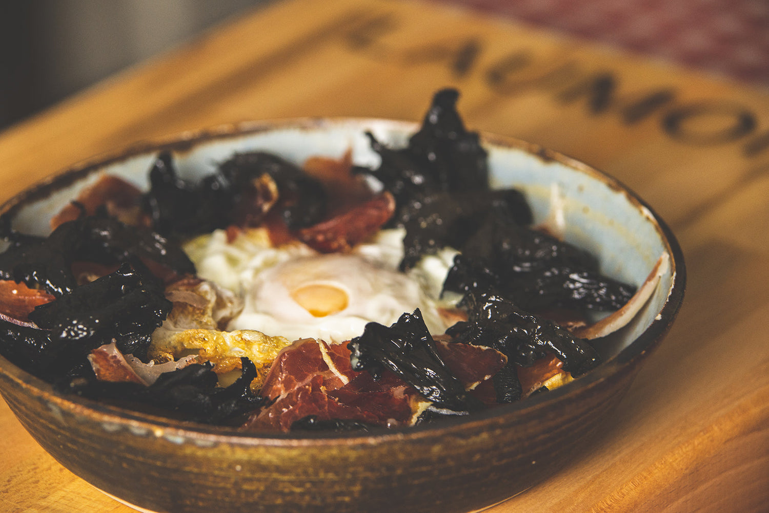 Sautéed Black Trumpet Mushrooms with Fried Egg